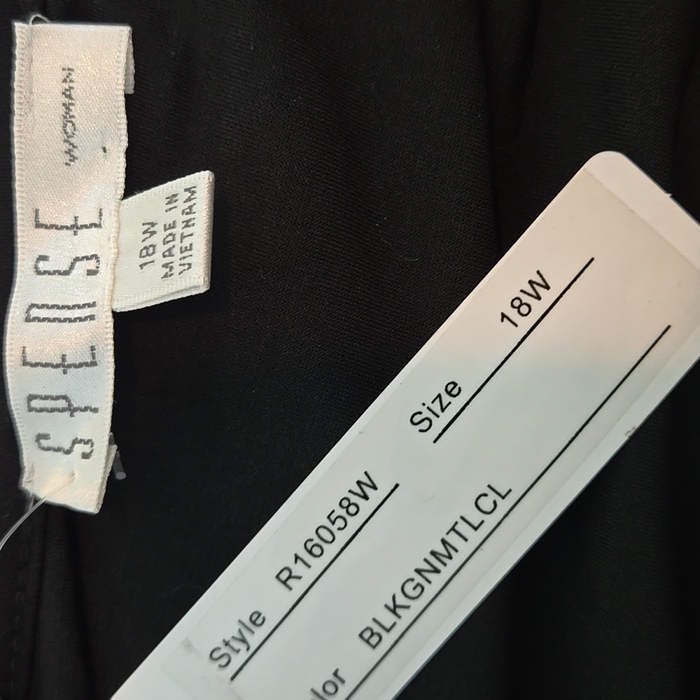 Spense Black and Silver Pleated 3/4 Sleeve Dress In Size 18W - Picture 8 of 9